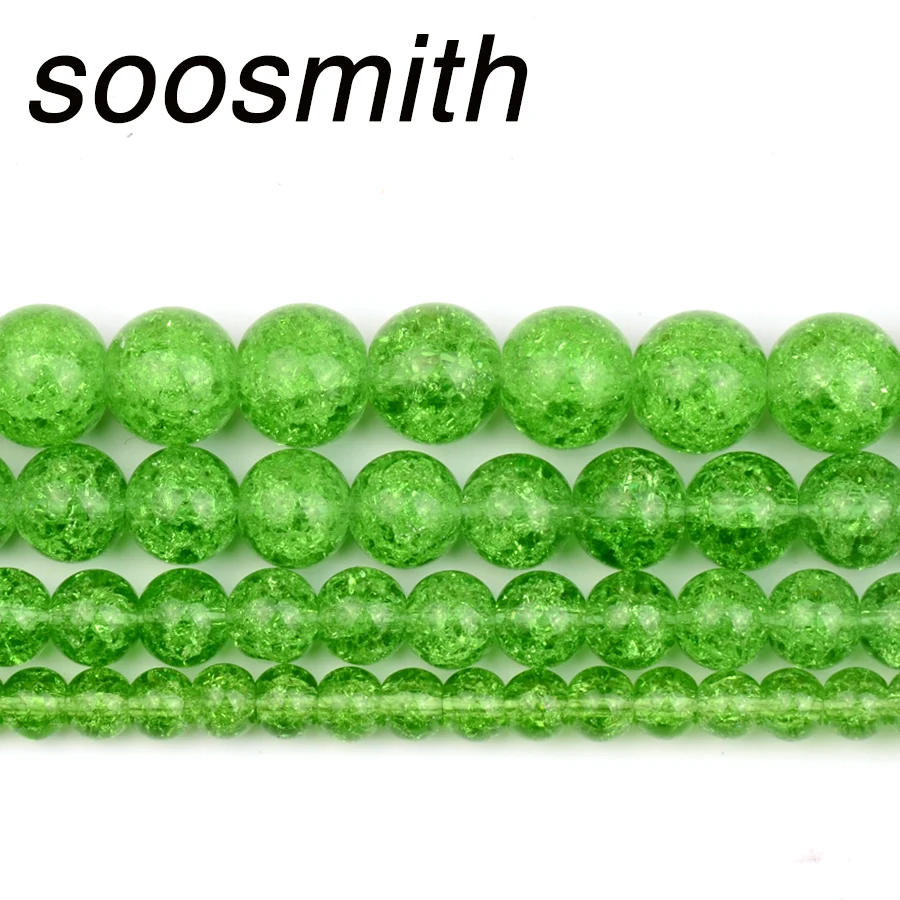 Soosmith круглый зеленый Попкорн с украшением в виде кристаллов Стекло бусина