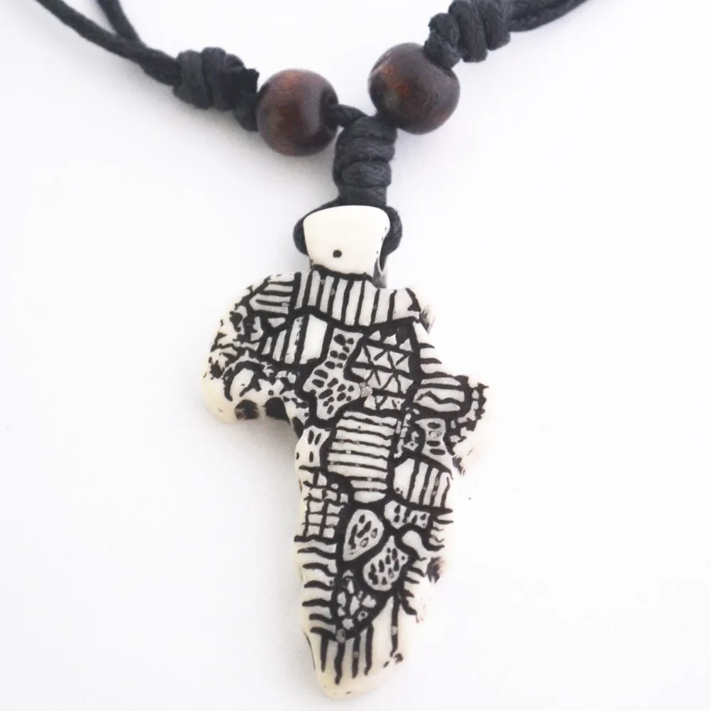 Африканская мода ожерелье кость тибетского яка Карта Африки подвески и амулеты