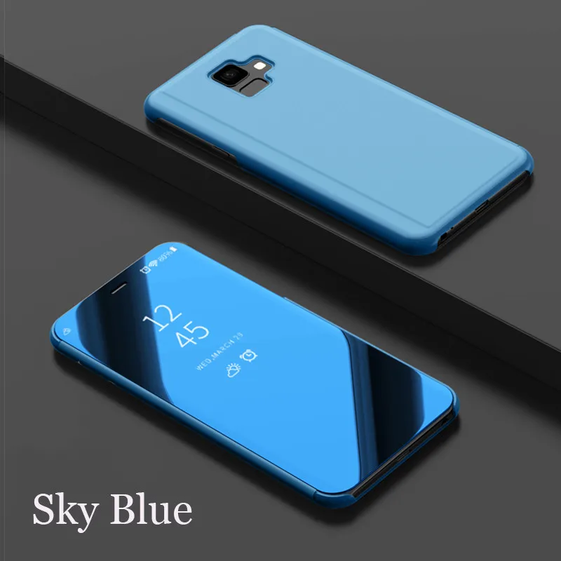 Sky Blue Сенсорный Чехол-подставка чехол для samsung J3 J5 J7 J4 J6 плюс J3 J7 J8 J2pro J7 Max Plus Prime зеркало 360 Полное покрытие - Цвет: Sky Blue