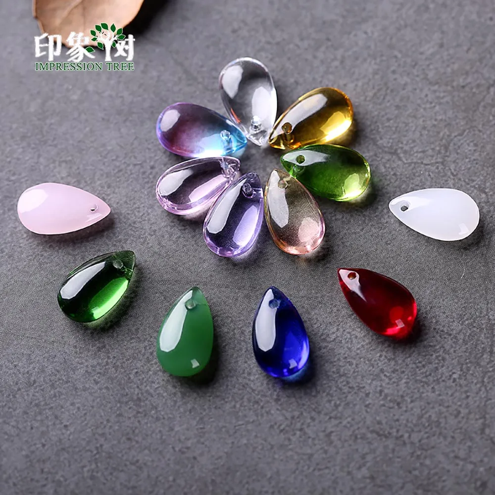 

10Pcs 14x8mm Water Tear Drop Lampwork Beads Elegant Cabochon Bead Pendant Glass Beads Handmade Necklace DIY Jewelry Making 16014