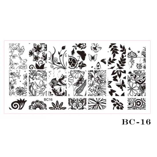 BC16 STZ 1 шт. пластина для стемпинга для нейл-арта шаблон кружева цветок лист Бабочка трафареты печать для ногтей Полировка плесень маникюрные инструменты BC01-20 - Цвет: BC16