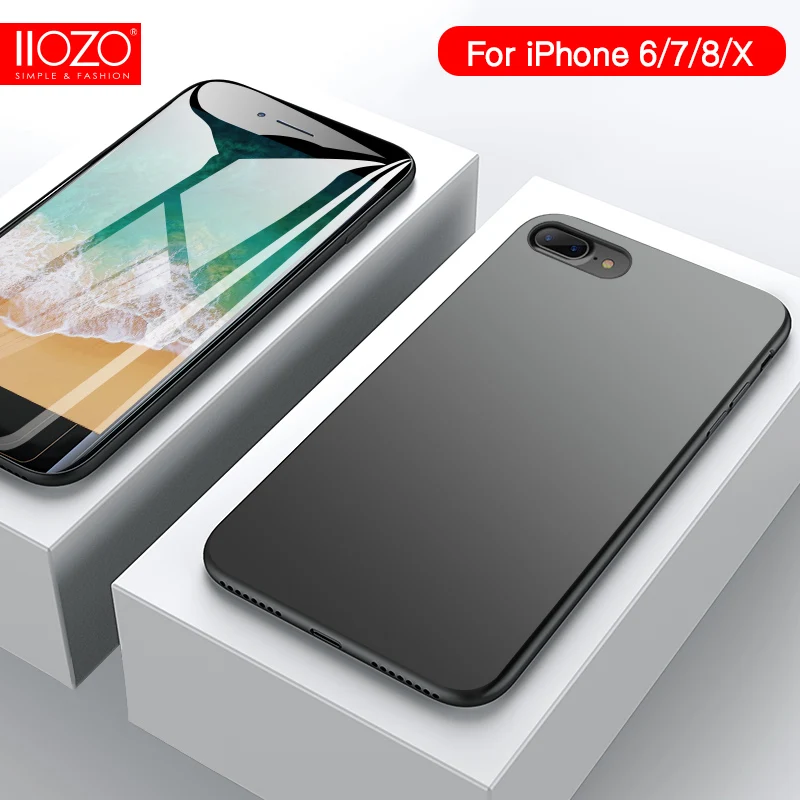 IIOZO Ultra Thin Phone Case For iPhone 7 6 6s 8 X Plus Soft TPU Silicone Simple Candy Color Frosted Back Cover for | Мобильные