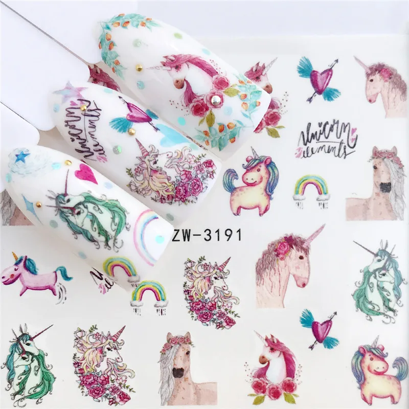 

WUF 1 PC Colorful Flower / a bunch of flowers Water Transfer Nail Art Sticker Beauty Red Maple Leaf Decal Nails Art Decorations