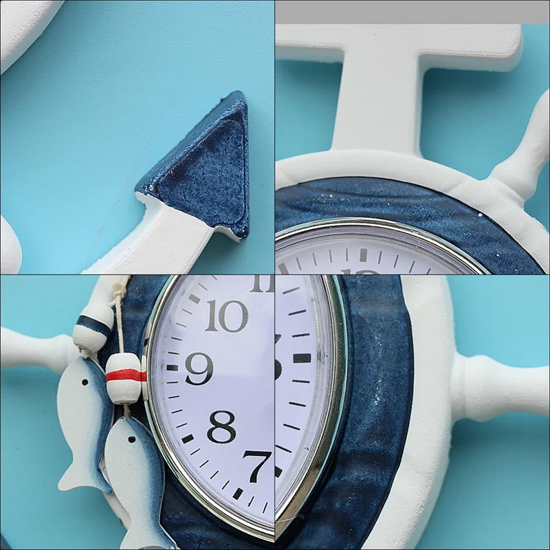 1 шт. деревянные настенные часы якорь Форма silent кварцевые творческий ручной