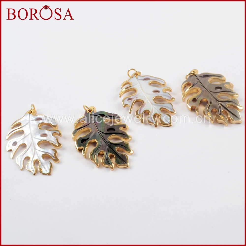 BOROSA, 10 шт., опт, золотой цвет, дерево, Радужная оболочка, шарм, модная оболочка, Шарм для подвески, бисера для ожерелья, ювелирные изделия G1601