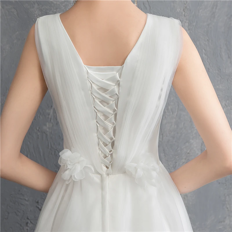 

New Arrival Illusion korean style Tulle A-Line Wedding Dress 2020 Double shoulder V-neck Lace Bridal Dress Marriage Floor Length