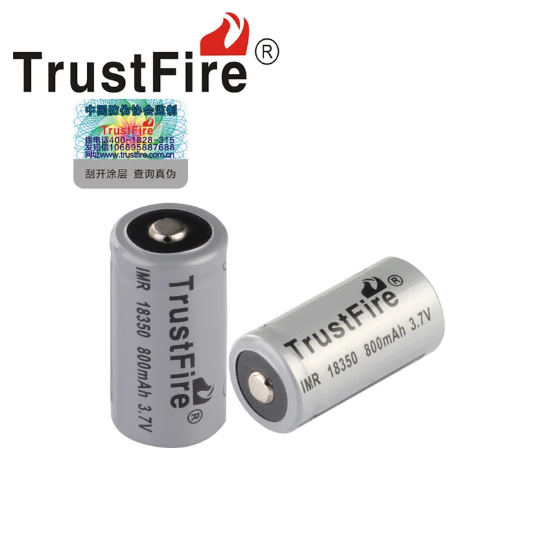 4pcs/lot High Capacity TrustFire IMR 18350 800mAh 3.7V Lithium Battery Rechargeable Li-ion Batteries For e-cigarettes