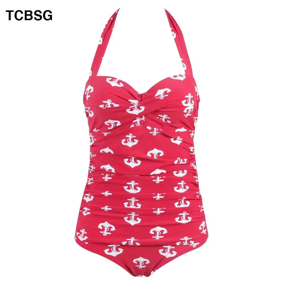 TCBSG 2019 New Sexy One Piece Swimsuit Plus Size Swimwear Women Bodysuit Bathing Suit Beachwear Retro Vintage Print | Спорт и - Фото №1