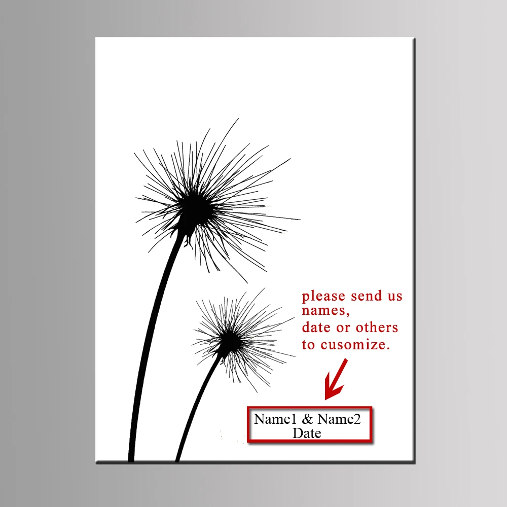 Пользовательское имя Дата Печать холст Гостевая книга черный Одуванчик