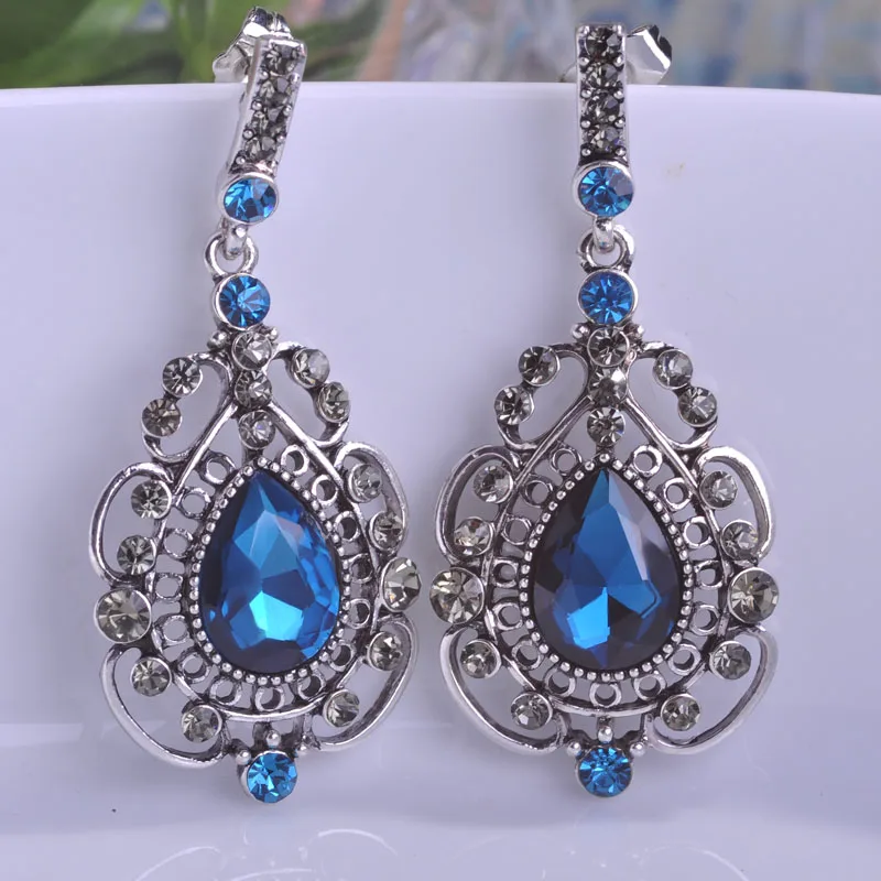 Blucome винтажные королевские длинные синие серьги висячие серьги Max Brincos Bijuterias турецкие ювелирные изделия Bijoux для свадебной женщины