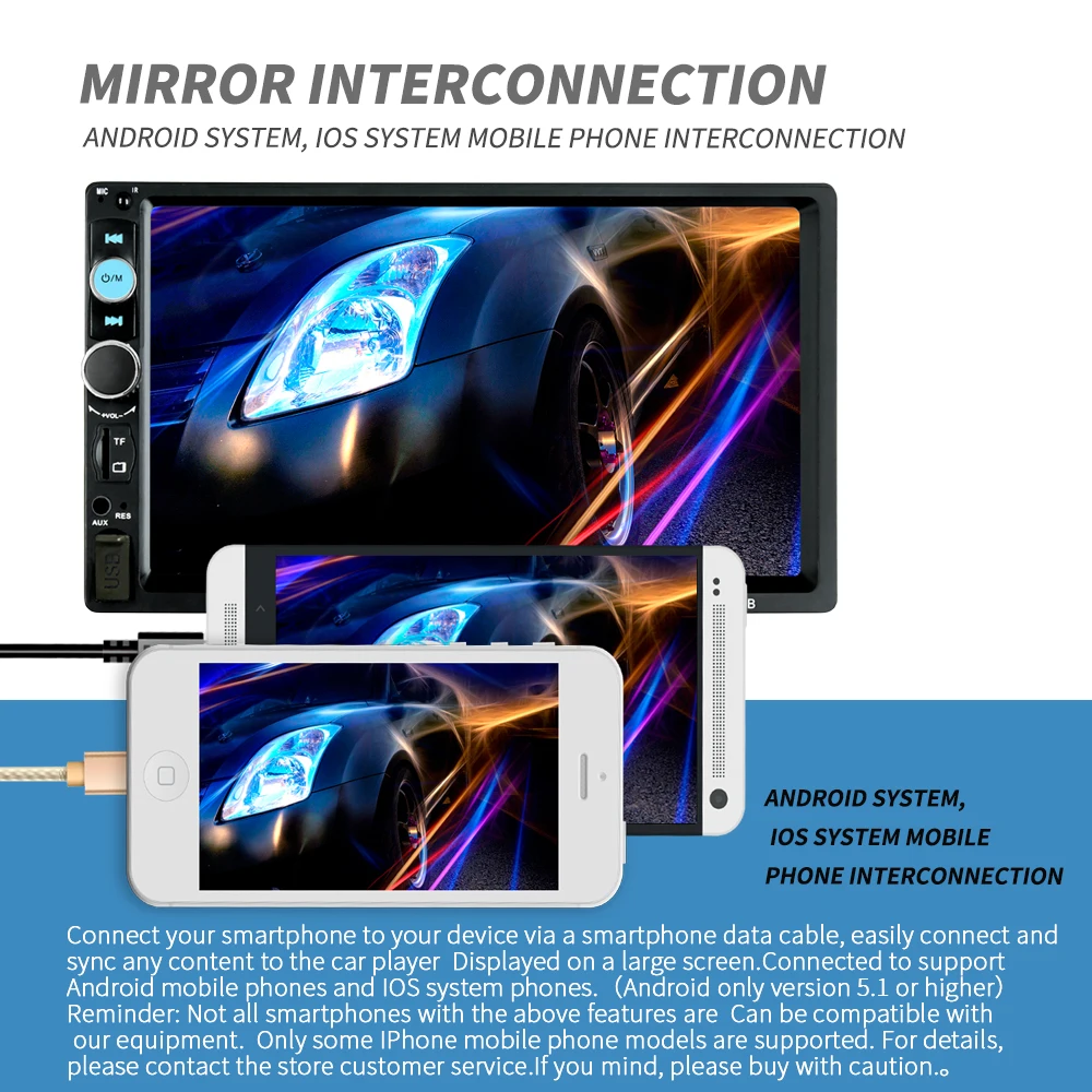 2din автомобильный Радио мультимедийный автомобильный стерео FM USB AUX Bluetooth Авторадио 7010B MP5 плеер зеркальная связь Поддержка камеры заднего вида