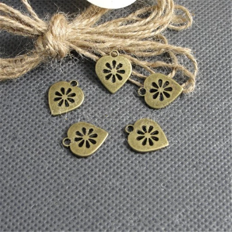 RONGQING 100 шт./лот винтажные бронзовые Полые Подвески с цветочным узором в виде