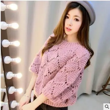 Свитер MLXSLKY Женский свободный с круглым вырезом красный | Женская одежда