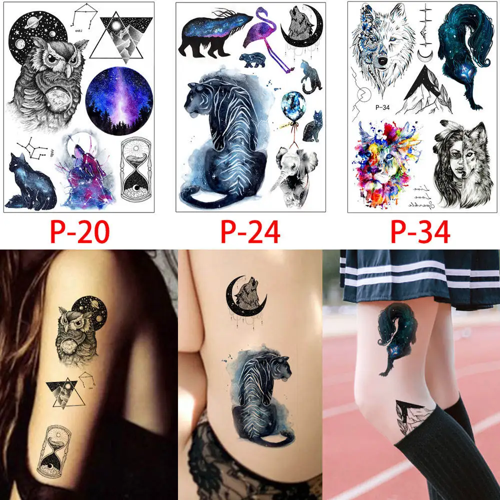 Set P 10 Glaryyears, 3 шт./лот, акварельные Временные татуировки для тела, маленькая наклейка с изображением, для женщин, мужчин, руки, шею, искусство, водонепроницаемый P - Цвет: Set P 10