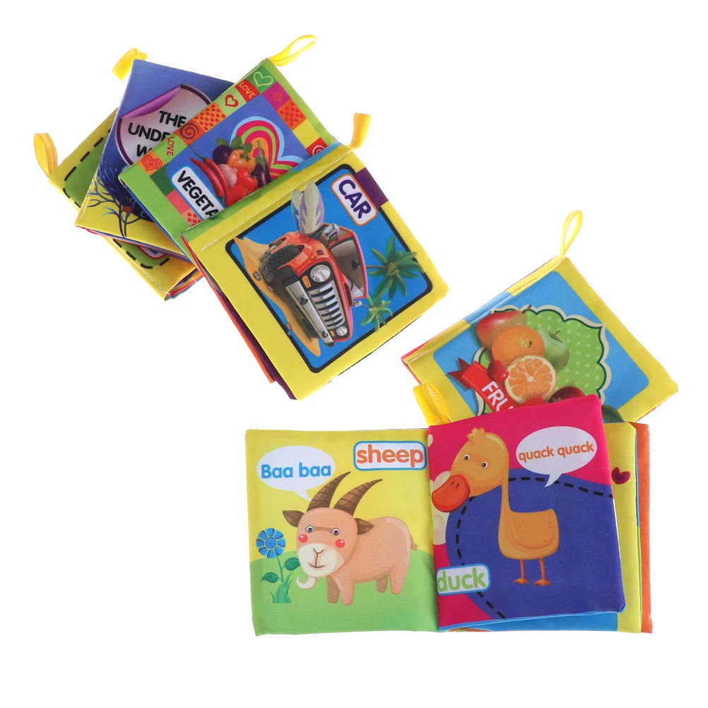 Soft Rattles 0-12 Months Intelligence Development Cloth Book Unfolding Activity Books Cute Animals Kids Toys