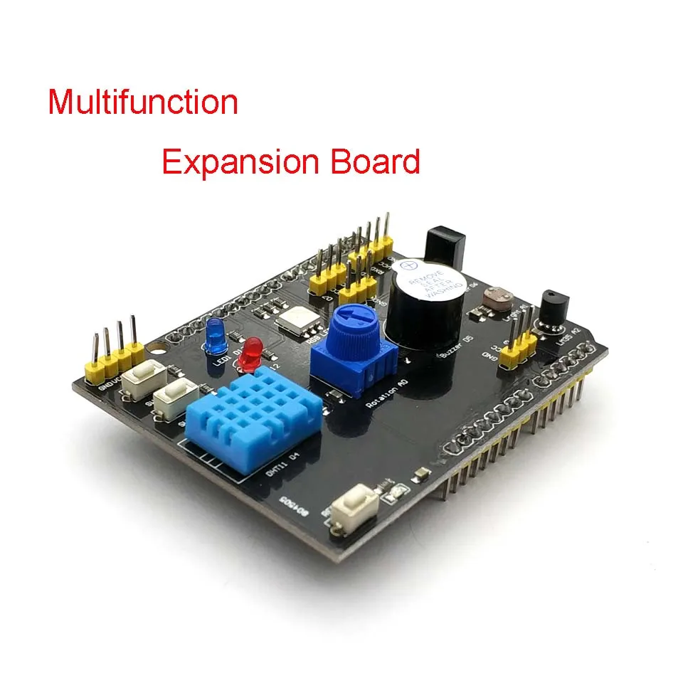 

DHT11 LM35 датчик температуры и влажности, многофункциональный расширительный адаптер для UNO R3 RGB светодиодный ИК-приемник, звуковой сигнал I2C