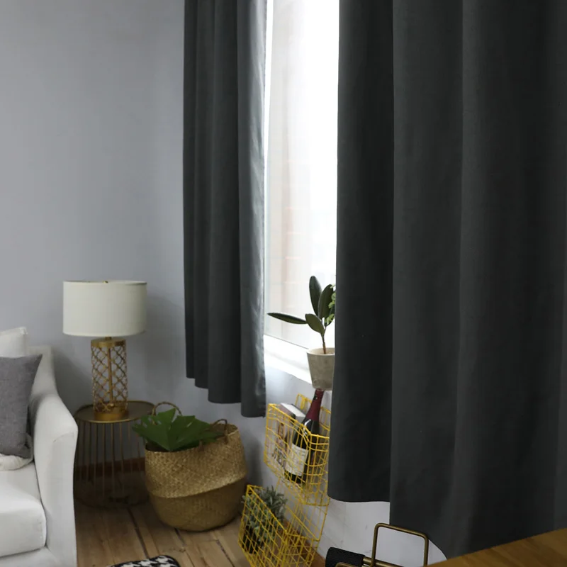 100% Cotton Curtain for living room blinds bedroom Bay Window Gray Semi-shading finished Cloth drapes 140x215cm 55*85in | Дом и сад