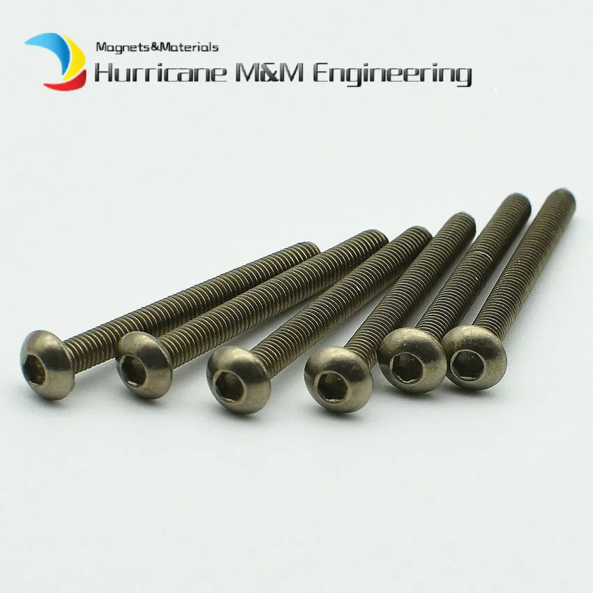 Титановый Болт M3 M4 x6-30mm с круглой головкой Шестигранная розетка Ti цвет не полированный шестигранный привод титановые винты Ti крепеж 10 шт