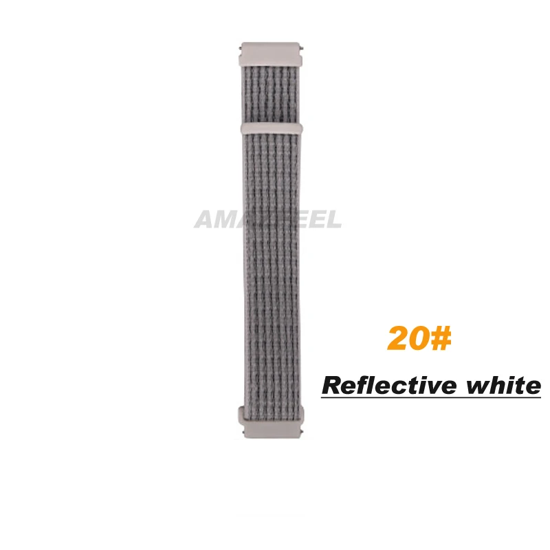 20.reflective white Нейлоновый ремешок-петля для Amazfit ремешок Bip Браслет спортивный дышащий браслет для Huami GTR 47 мм GTS смарт-ремешок аксессуары - Цвет: 20.reflective white