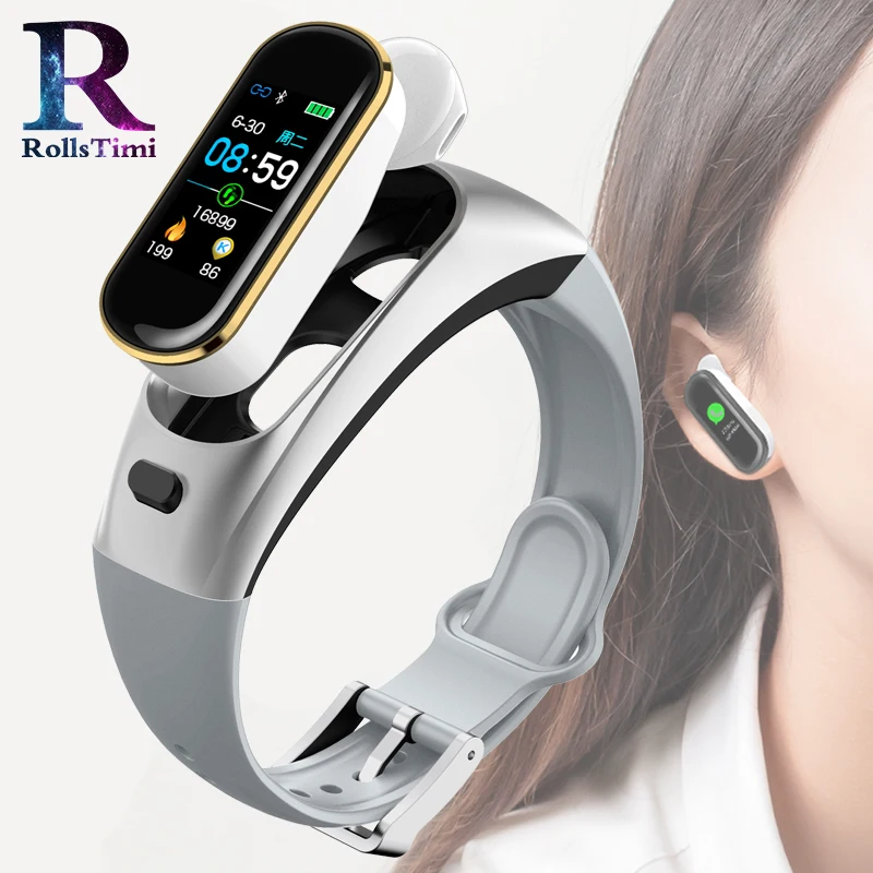 Умные часы для женщин и мужчин Bluetooth беспроводные наушники кровяное давление