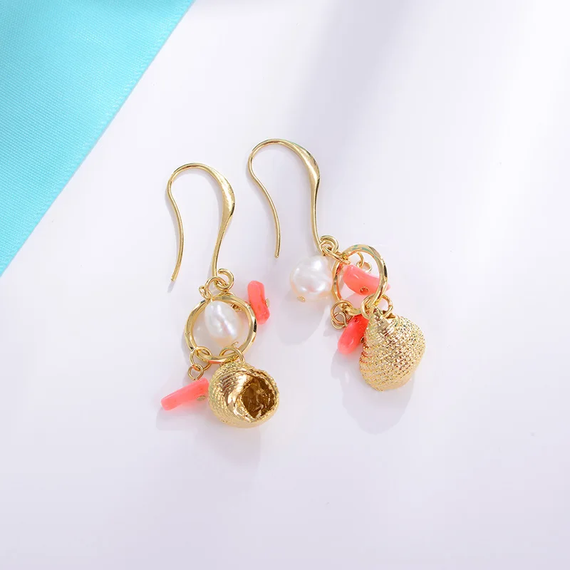 Hongye New Design Drop Earrings for Women Gold Color Chic Conch Ear Hook Girls Brinco Big Long Dangler Wholesale | Украшения и