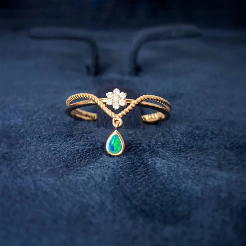 Aazuo 18K желтое золото натуральный опал искусственный Рождественский подарок для