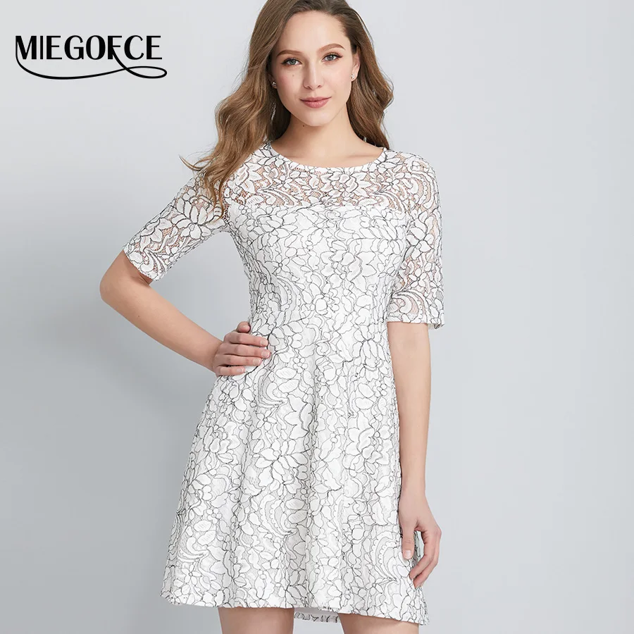 Новая коллекция от MIEGOFCE Нарядное платье Кружевное женское имеет круглую шею
