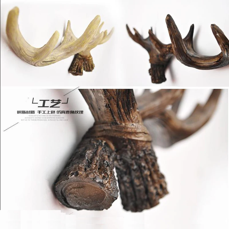 Ретро вешалка для пальто украшение оленьи рога голова оленя животное подвесной