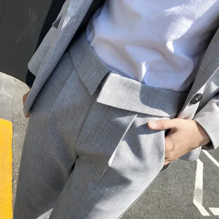 Женские осенние шаровары nine points свободные серые брюки в Корейском стиле сетчатые