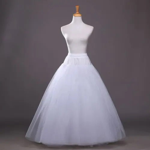 

White Petticoat Bridal Wedding Dress Skirt Long Crinoline Underskirt Slips Hoop