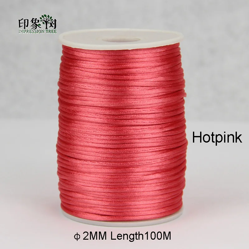Hotpink 100 м/рулон 2 мм нейлоновая нить китайский узел макраме браслет Плетеный шнурок DIY кисточки вышивка бисером Изготовление ювелирных изделий нить 484 - Цвет: Hotpink