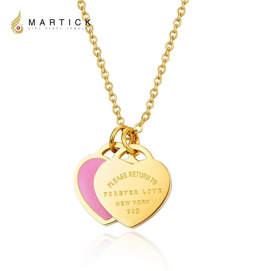 Женская подвеска Martick из нержавеющей стали золотого цвета розового и зеленого с