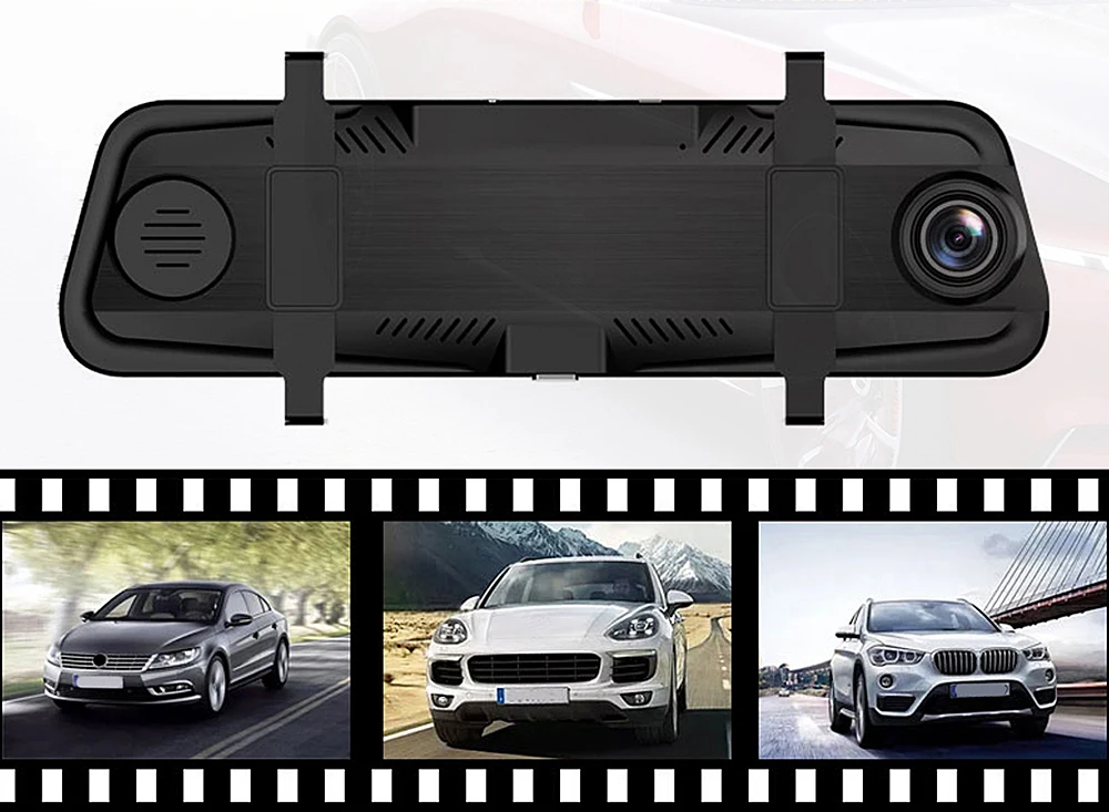 1" Dash Cam сенсорный экран 1296P поток зеркало заднего вида Автомобильная камера s DVR и 1080P задняя камера ночного видения двойной объектив рекордер