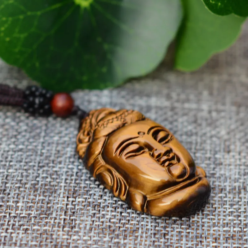 Кулон с натуральным желтым тигровым глазом ручной резной кулон из гуанина