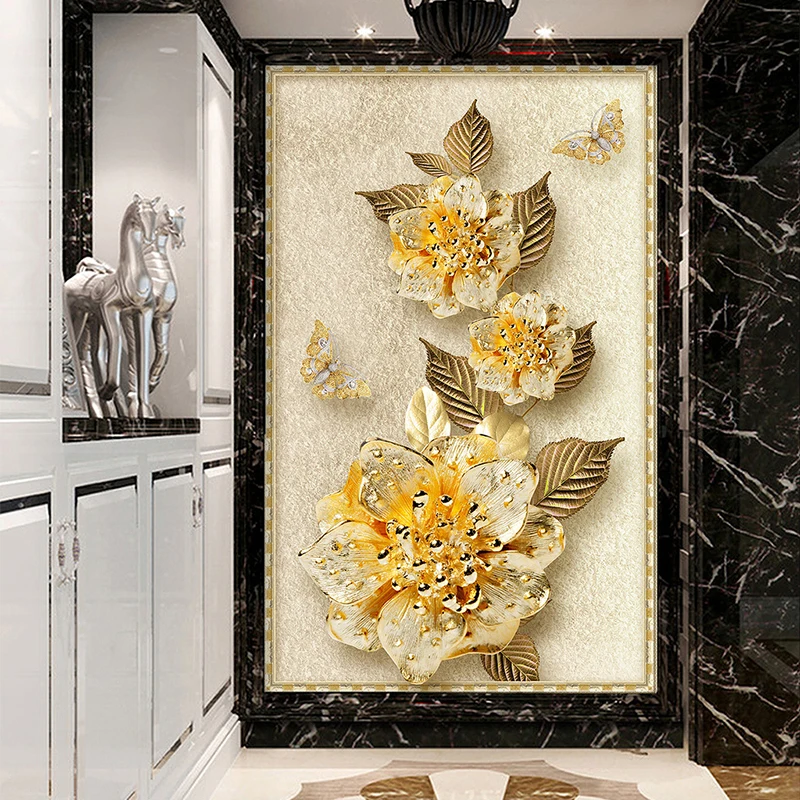 Пользовательские фрески обои в европейском стиле роскошные золотые ювелирные