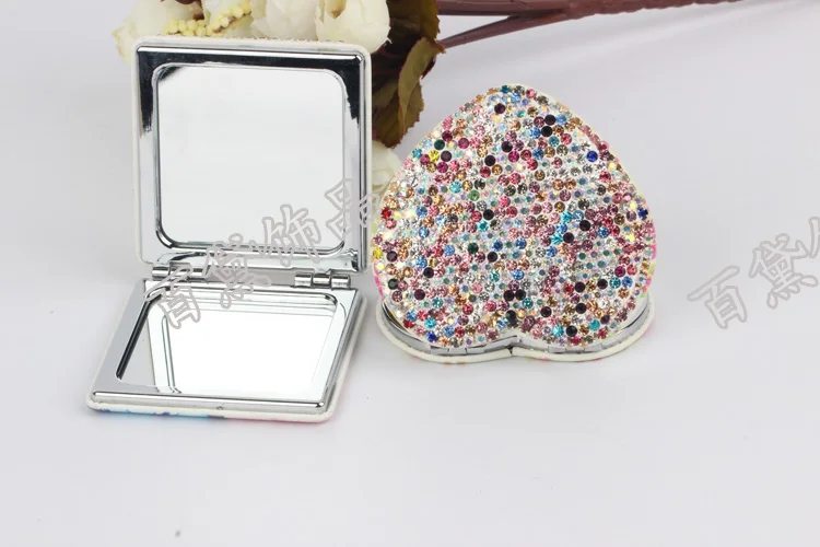 Портативный женский Портативный зеркало нержавеющая сталь алмаз палка diamond складной зеркало с увеличительным стеклом