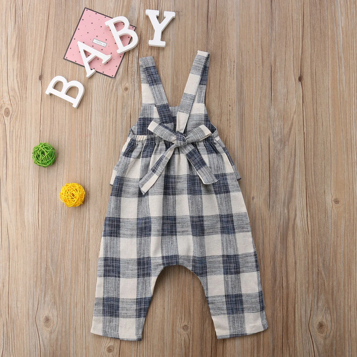 Одежда для девочек с оборками в клетку без рукавов комбинезон комбинезоны летние