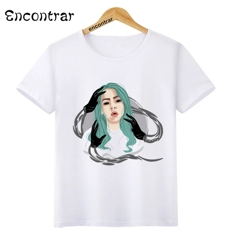 Billie Eilish/повседневные мужские футболки с круглым вырезом и принтом модные детские топы, футболка для мальчиков и девочек детская футболка с короткими рукавами г. HKP4569