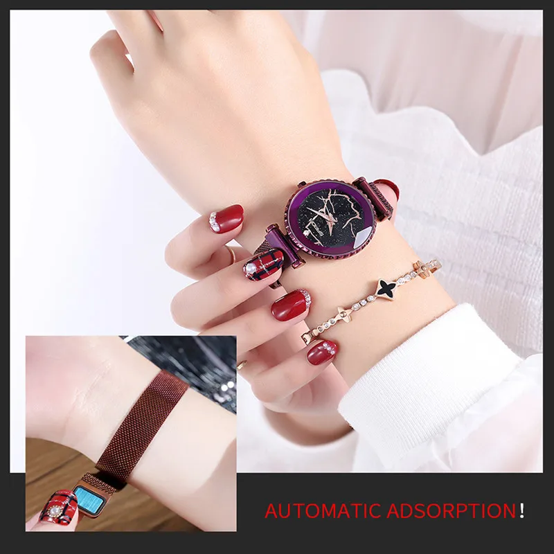 

SANDA Luxury brand women watch magnet stainless steel strap starry sky female quartz watch girl student waterproof ladies watch