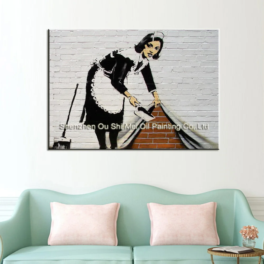 Ручная работа 3D картины горничной в уборке ручная роспись абстрактная