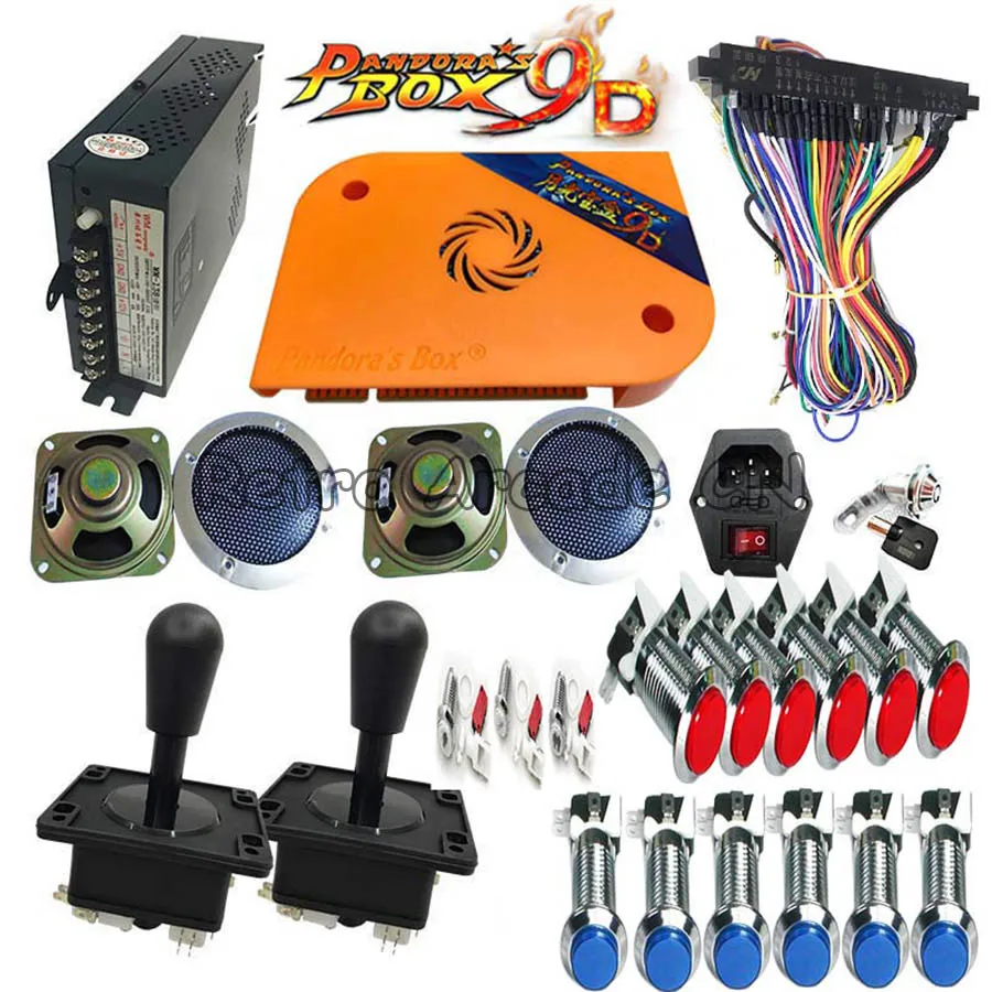 Happ joystick Аркадная игра DIY kit Pandora Box 9D 2222 в 1 с блоком питания копия Sanwa Джойстик светодиодный кнопка для аркадного шкафа Jamma - Цвет: Happ joystick