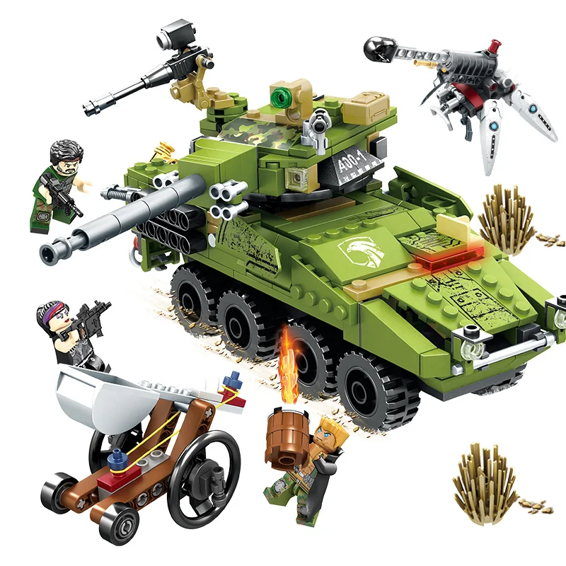 Модели строительные игрушки 11694 438 шт военный армейский Танк Chariot оружие Encirclement