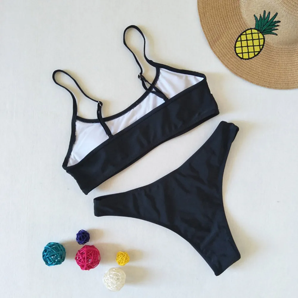 Для женщин сексуальное полосатый спинки широкий купальник бикини Push Up Мягкий