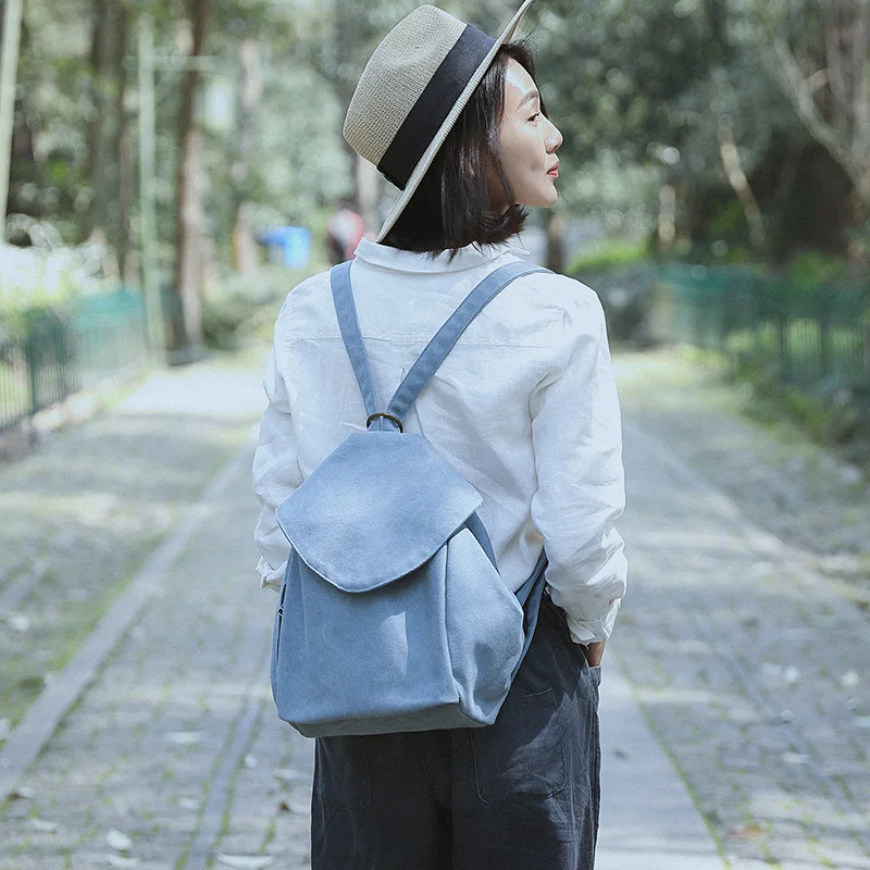 Женский Повседневный холщовый рюкзак маленький ручной работы из ткани новый