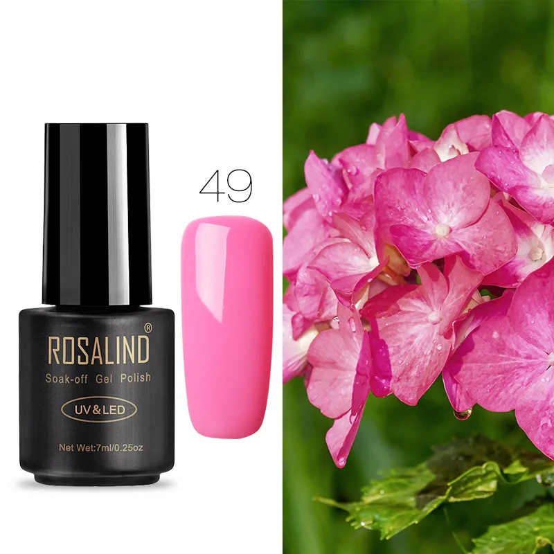 RA49 Гель-лак для ногтей ROSALIND, 7 мл, полуперманентный УФ-лак для ногтей, все для маникюра, базовое верхнее покрытие, Гель-лак для ногтей, грунтовка, Гель-лак - Цвет: RA49