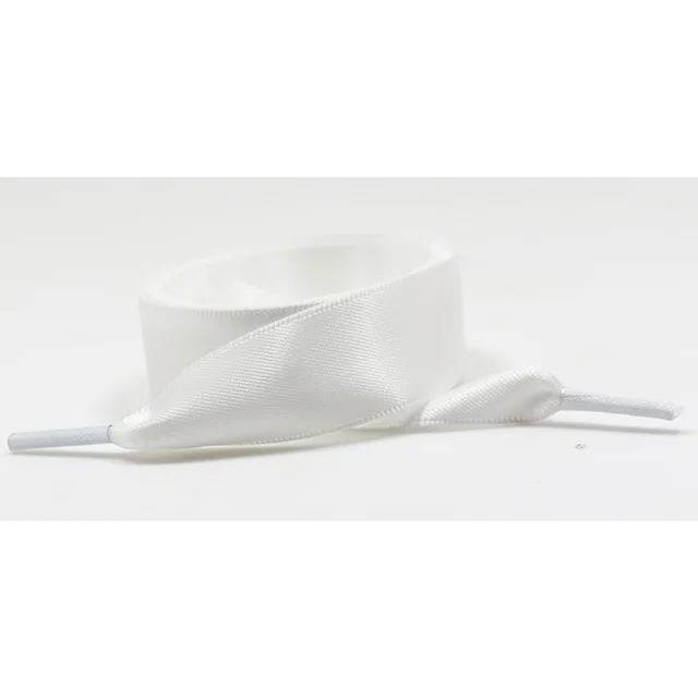 white 1Pair 80cm Black Satin Silk Ribbon Shoelaces Flat Silk Ribbon White Shoe lace Z028 - Цвет: white