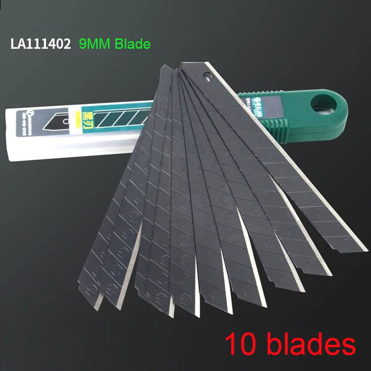 9MM blade LA111401 LAOA 9 мм 18 мм лезвие(10 лезвие) Универсальный нож супер острый все черные SK2 легированная сталь лезвия офисные принадлежности - Цвет: 9MM blade LA111401