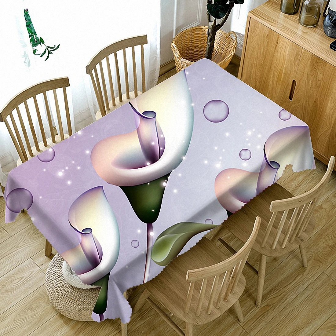 Party Home Kitchen Tablecloth Creative Flower Blossom Picture 3D Print Waterproof Oilproof Thicken Rectangular Round Table Cloth | Дом и сад