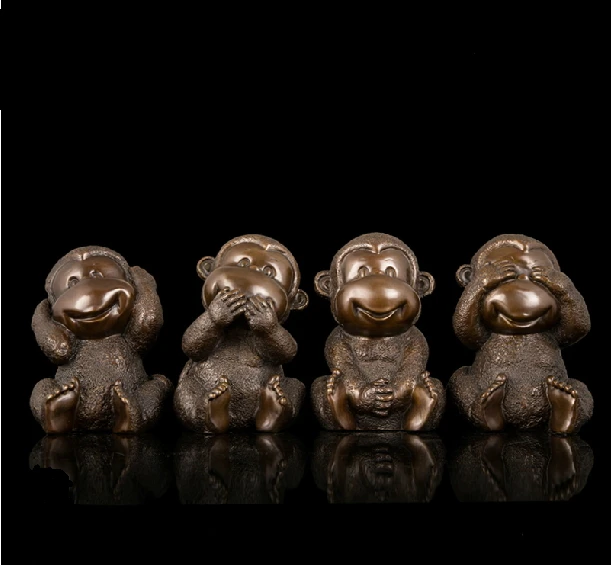 Декоративно-прикладное искусство медный антиквариат бронзовая умная обезьянка