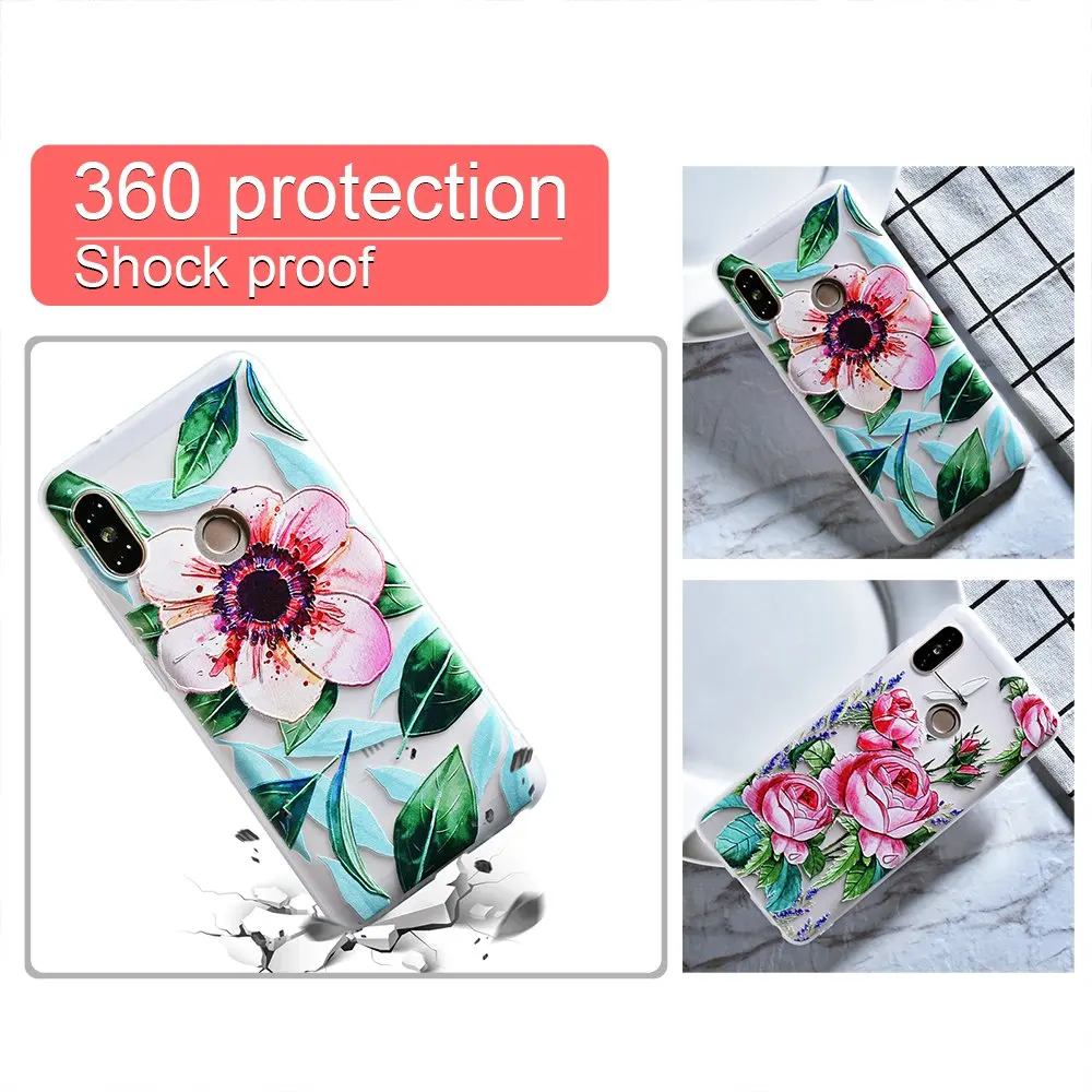 3D Relief Flower Case For Xiaomi Pocophone F1 Redmi Note 5 Pro Plus 5A 4A 4X 4 Silicone Coque |